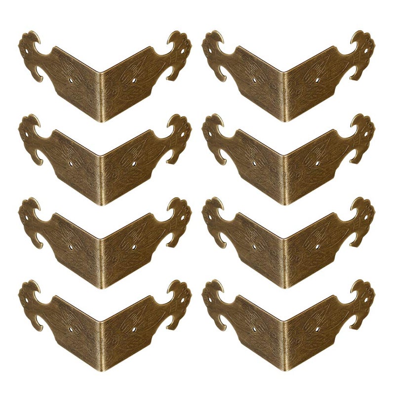 Tiazza 8Pcs Right Angle Brass Box Corner Protector Corner Braces Hardware Desk Edge Guards Wood Jewelry Box Photo Frame Accessories - Image 1